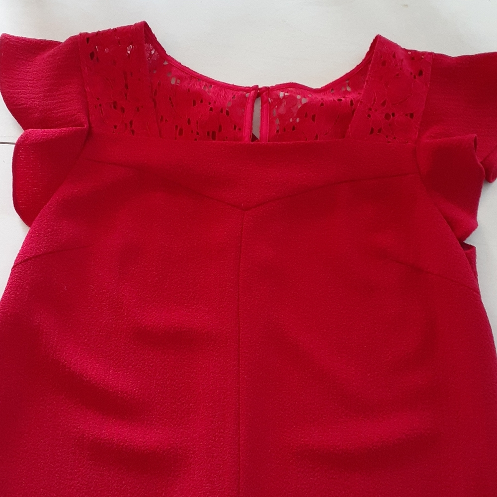 & Anthropologie HD Paris red ruffle & lace dress - Picture 6 of 8